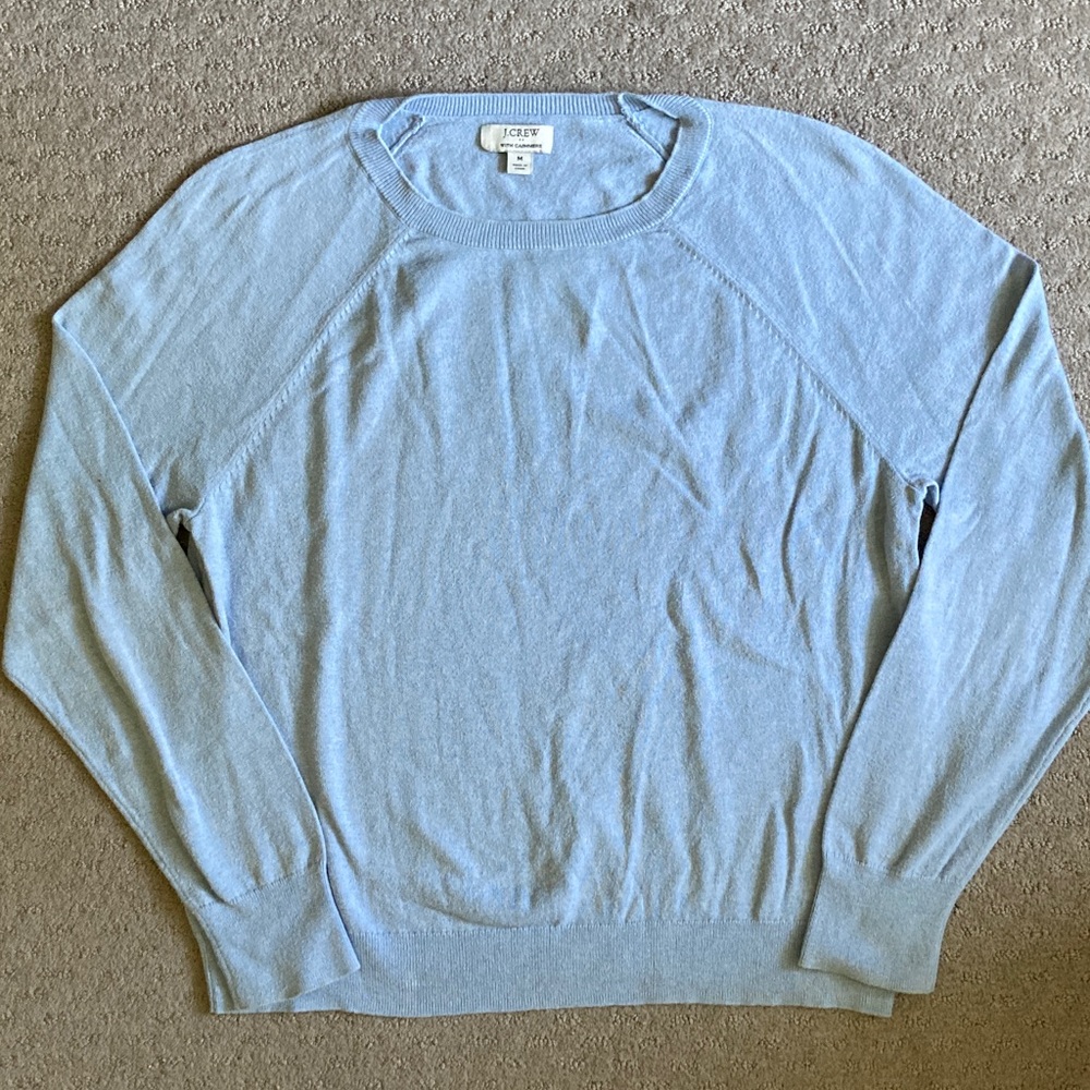 J. Crew blue cotton-cashmere sweater, Sz Medium.
